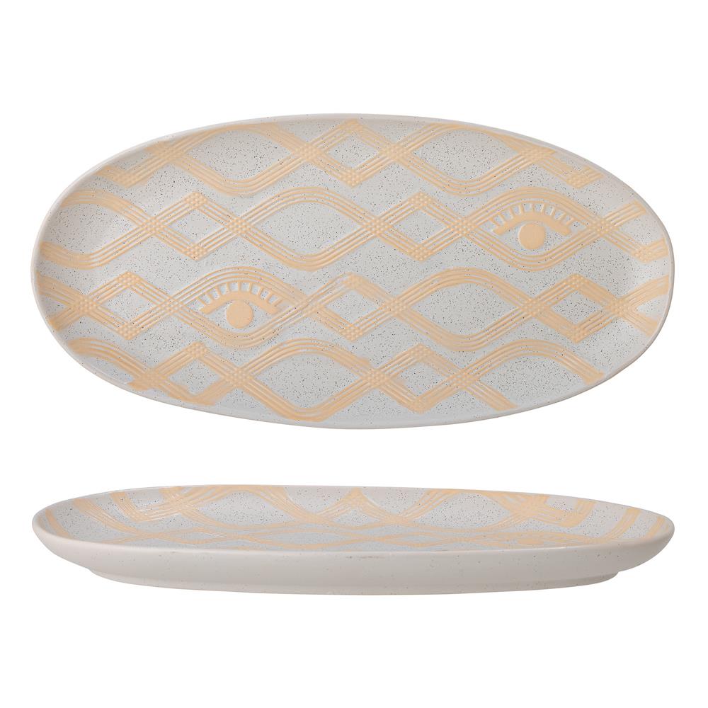 Bloomingville Newa Tablett natur L35 cm aus Steingut – Servierplatte für Küche & Tischdeko