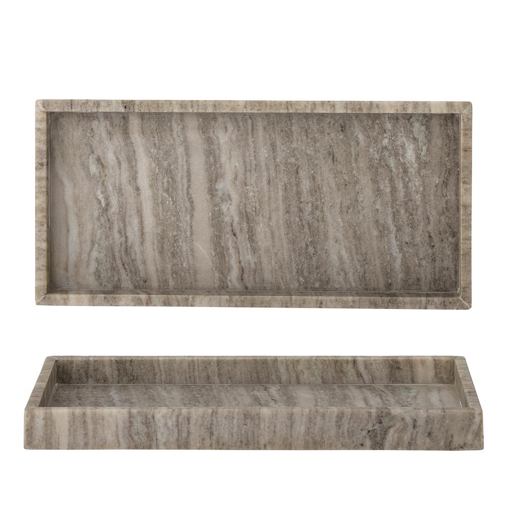 Bloomingville Majsa Tablett – braunes Marmor-Tablett, 38x18 cm, vielseitig & lebensmittelgeeignet