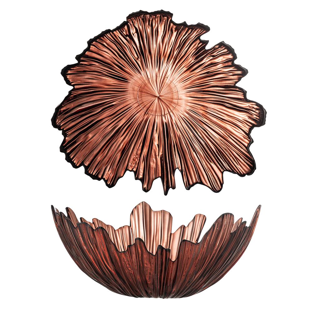 Bloomingville Aila Dekoschale Glas rot Blütenform 31 cm