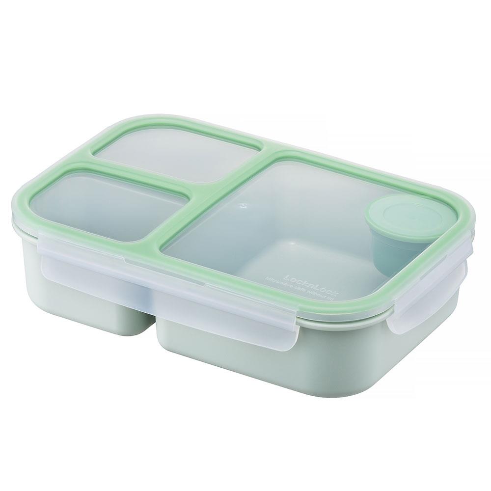 LocknLock To-Go Lunchbox 1,5 L, Mint, 3 Fächer - Mikrowellengeeignet BPA-frei