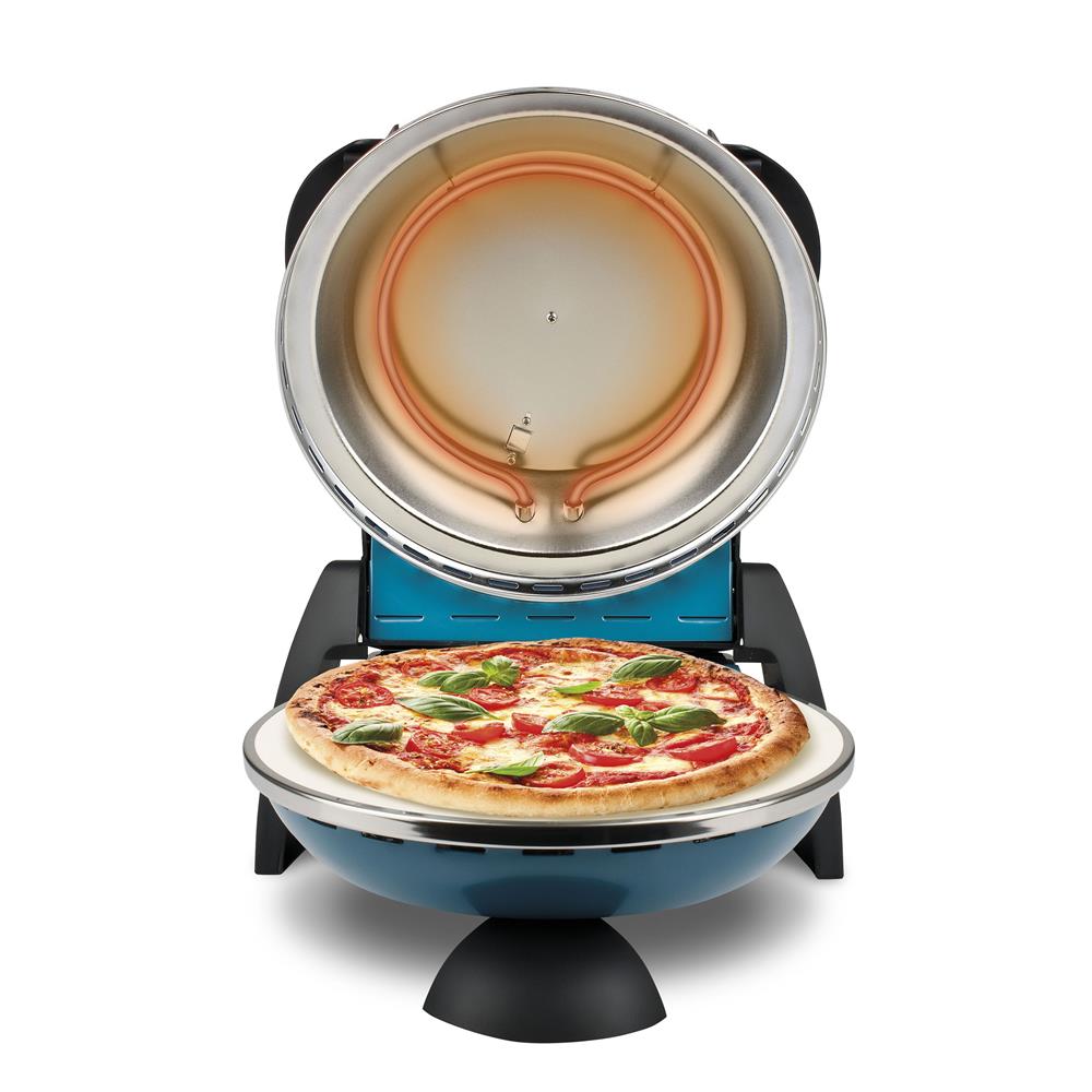 G3Ferrari elektrischer Pizzaofen Delizia 1200 W für Pizza Ø 31cm blau Pizzamaker mit feuerfestem Naturstein