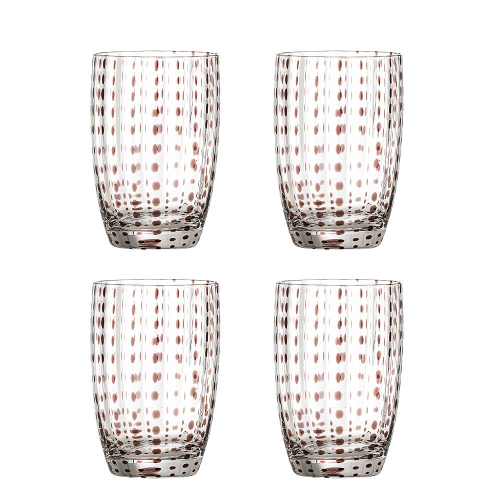 Bloomingville Brinley Trinkglas aus Glas in Braun 350 ml – 4er Set für Küche und Tischdeko
