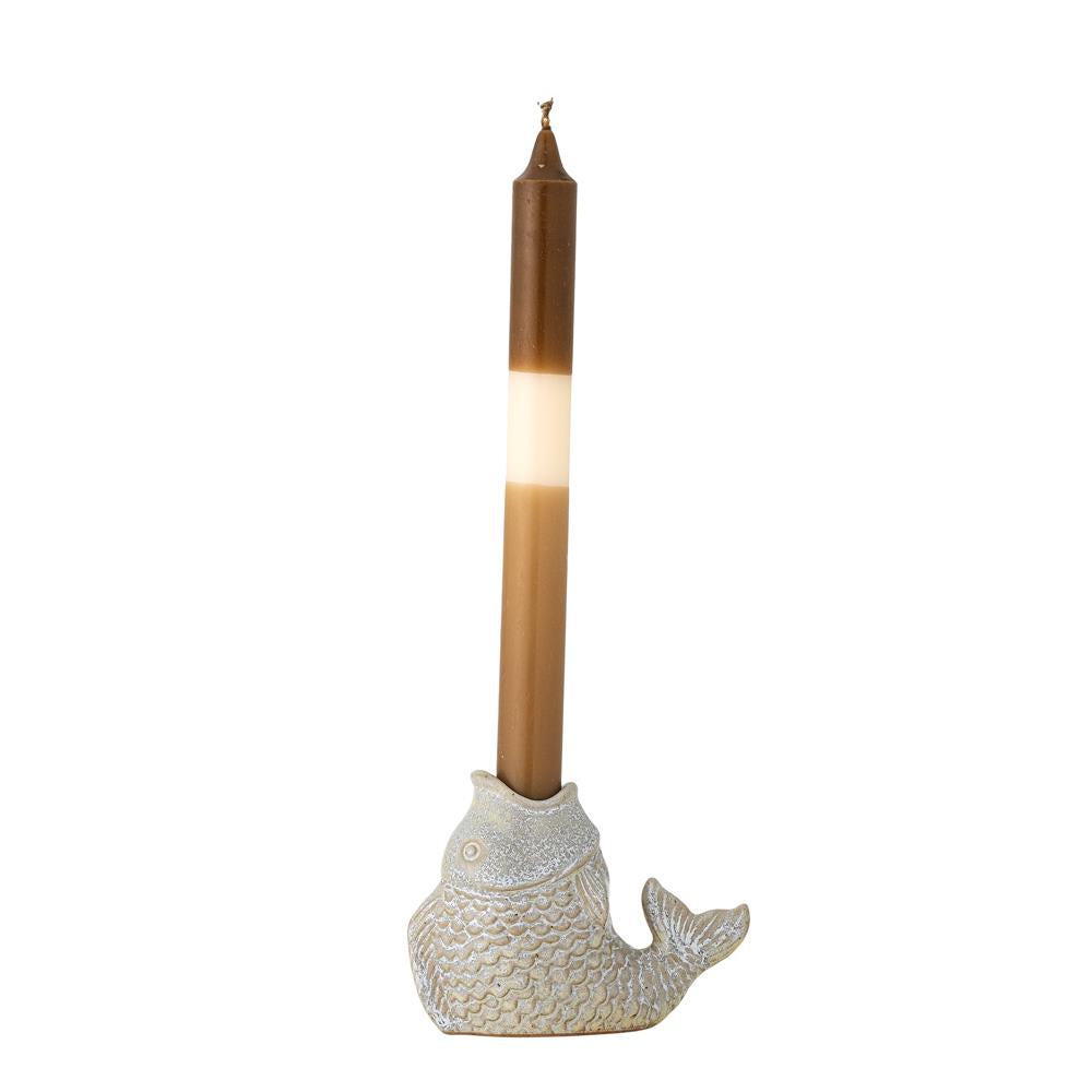 Bloomingville Hiro Kerzenhalter grau Steingut Fischdesign