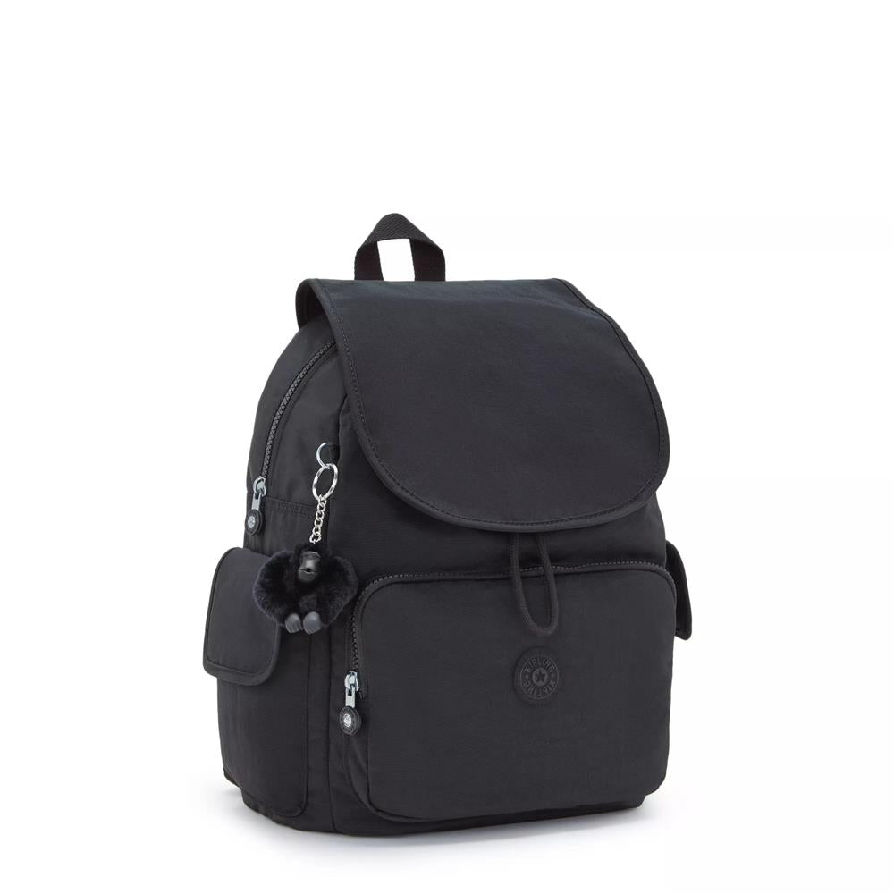 Kipling CITY PACK M, Mittelgroßer Rucksack, Black Noir (schwarz), 16L, Damenrucksack mit vielen Fächern