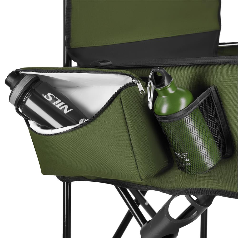 NILS CAMP Campingstuhl in Grün - stabiler Klappstuhl mit Taschen für Camping, Garten & Angeln