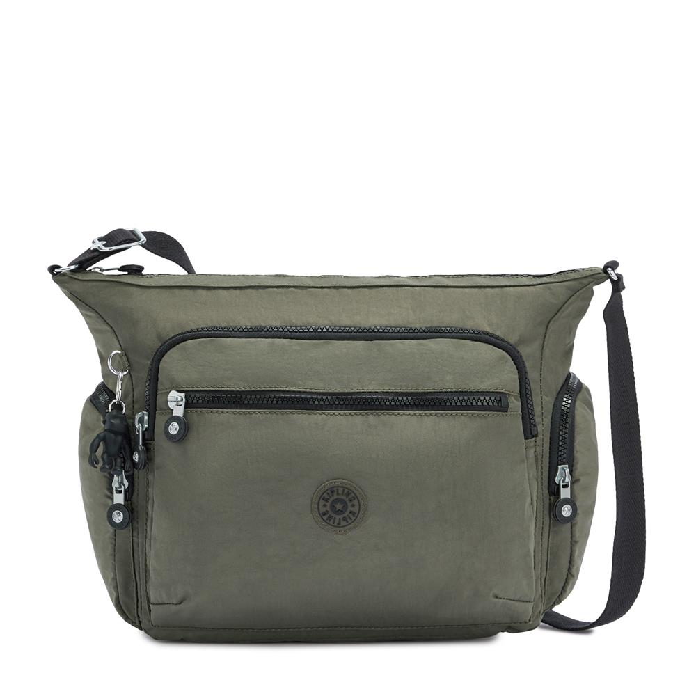 Kipling GABBIE M, Mittelgroße Umhängetasche, Green Moss (grün), Schultertasche mit Reißverschluss