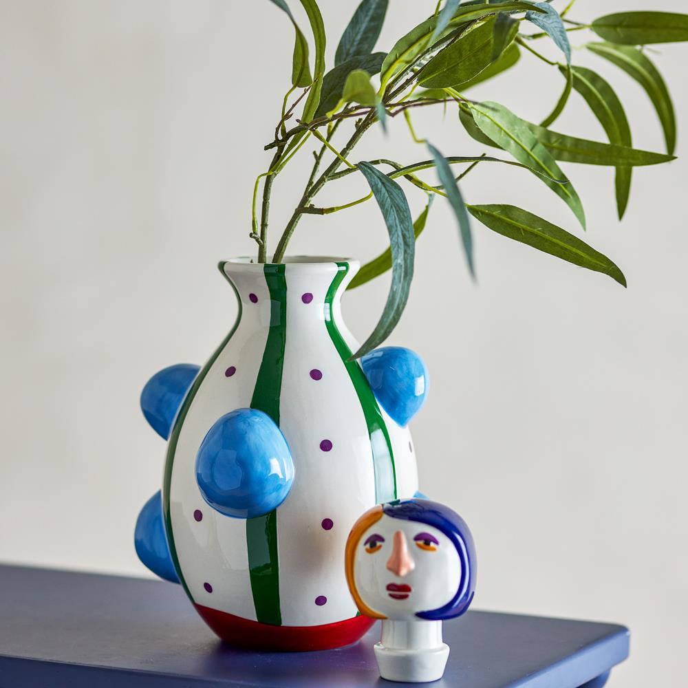 Bloomingville Conneli Vase Keramik bunt Gesicht Design 33 cm