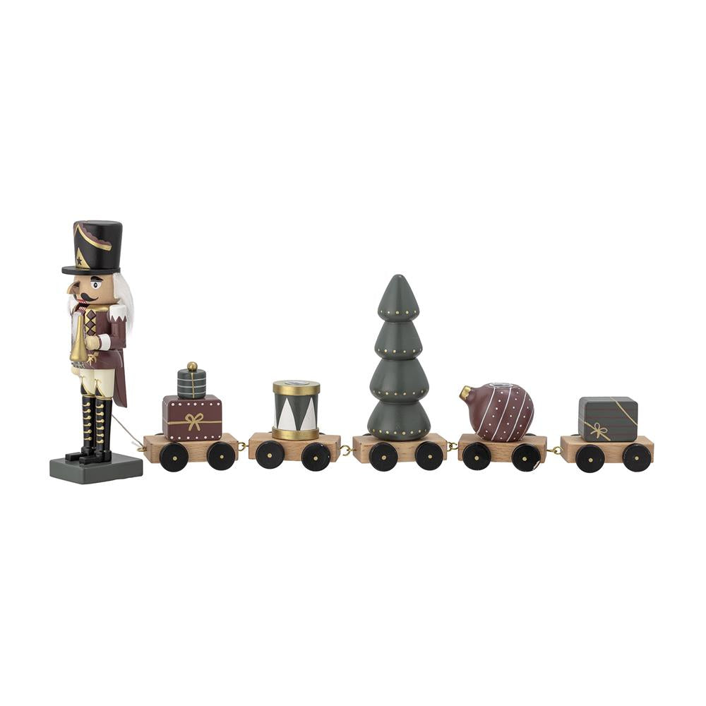 Bloomingville Vadim Nussknacker-Zug – 45 cm Weihnachtsdeko aus Holz mit Kerzenhaltern, dänisches Design