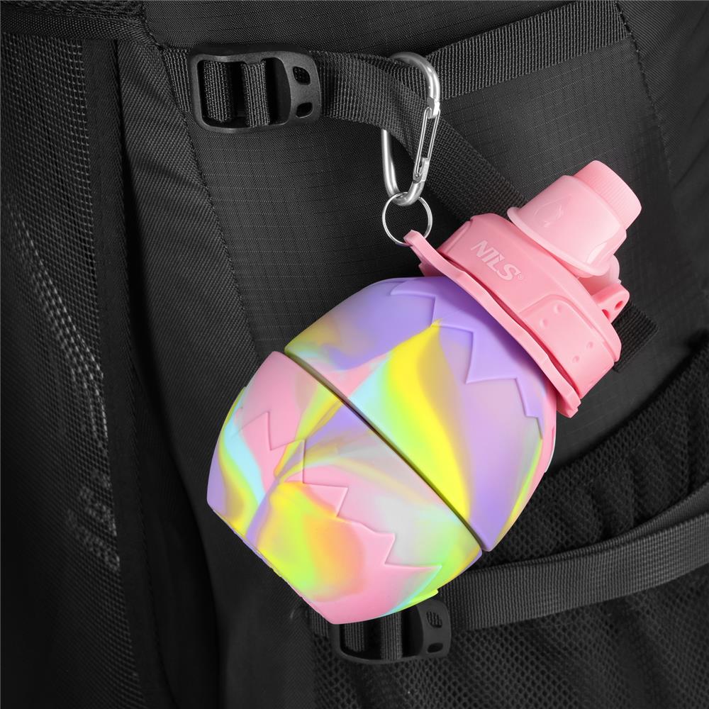 NILS CAMP Faltbare Trinkflasche 700 ml Silikon rosa für Camping Outdoor Reisen