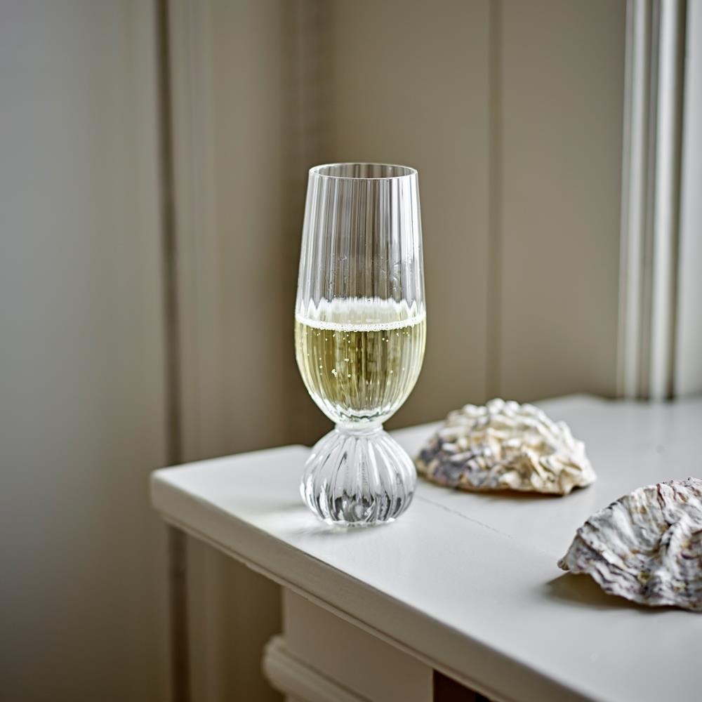 Bloomingville Taurin Champagnerglas Klar Glas D6xH17 cm – elegantes Sektglas