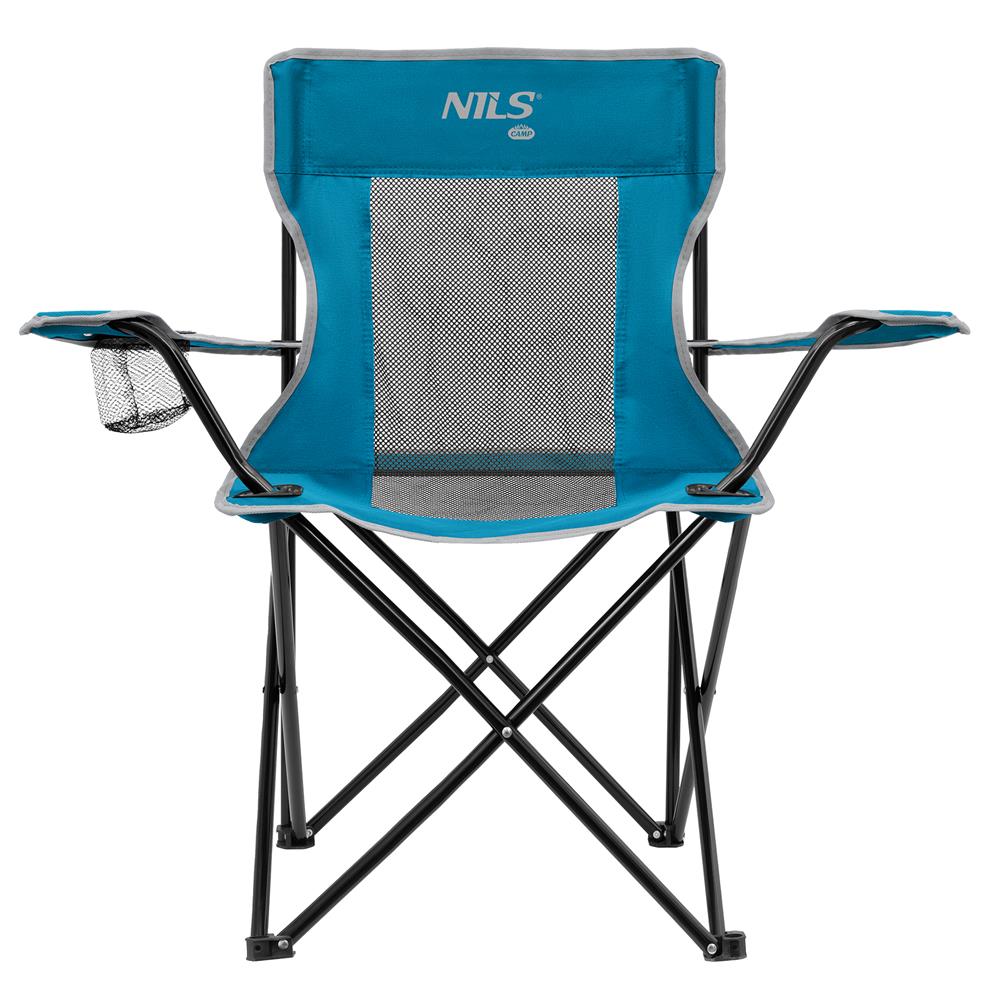 NILS CAMP Campingstuhl klappbar Blau - leichter Klappstuhl für Garten, Strand, Festival & Camping