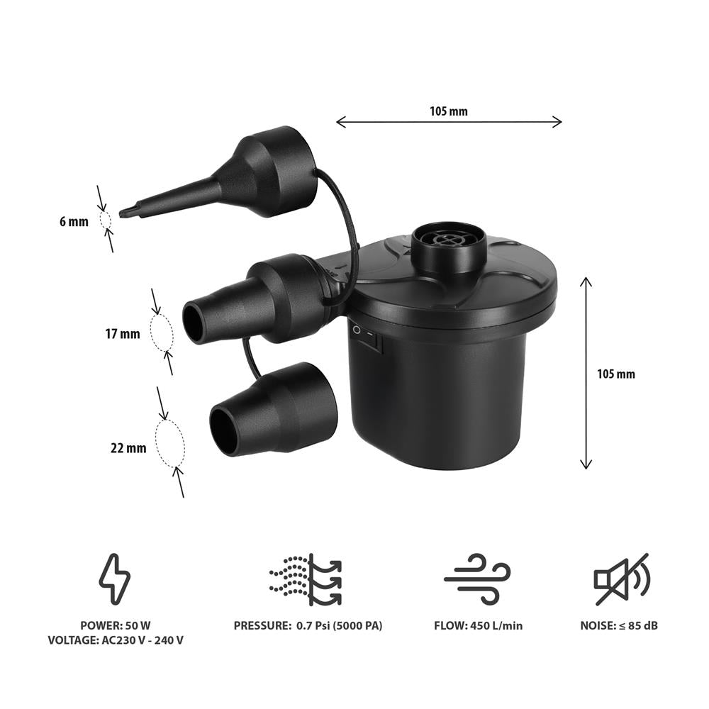 NILS CAMP elektrische Luftpumpe mit Adapter-Set Elektropumpe für Camping