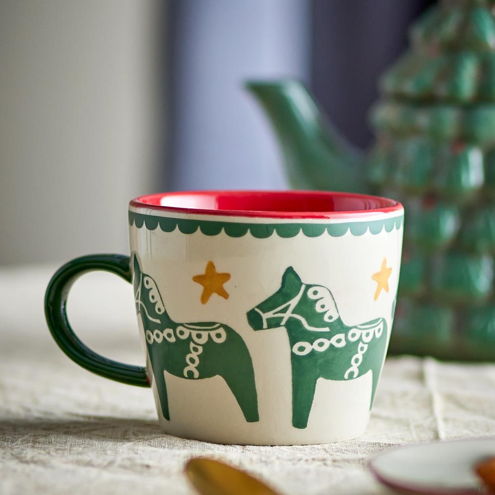 Bloomingville Siffer Tasse Bunt Steingut 2er Set Weihnachtstassen 300 ml