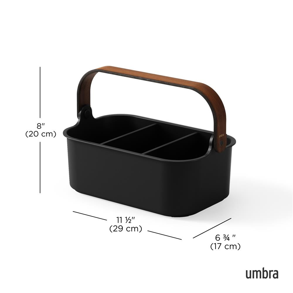 Umbra Bellwood Vorratsschrank Organizer mit 3 Fächern, mittlerer Aufbewahrungsbehälter in Schwarz/Walnuss