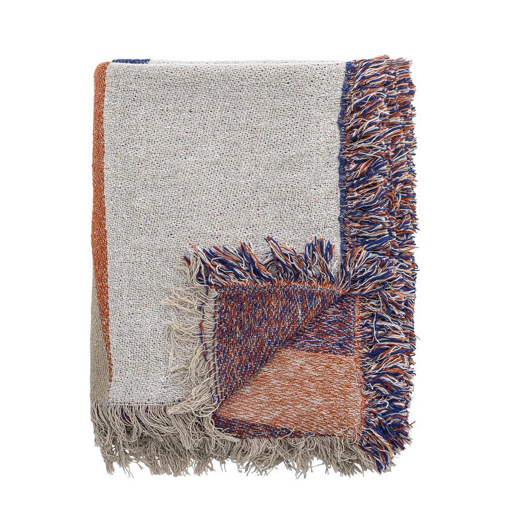 Bloomingville Clarita Decke bunt 160x130 cm aus recycelter Baumwolle – Wohndecke Kuscheldecke