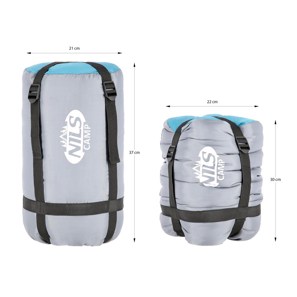 NILS CAMP Schlafsack Größe M Grau-Türkis - Mumienschlafsack für Outdoor, Trekking & Camping