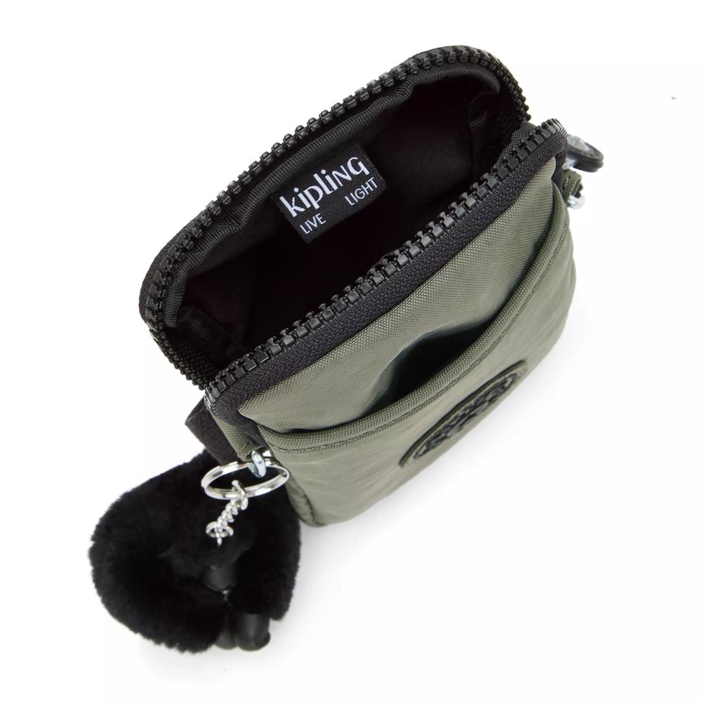 Kipling TALLY, Handytasche, Green Moss (grün), Crossbody Tasche für Smartphone mit Fächern