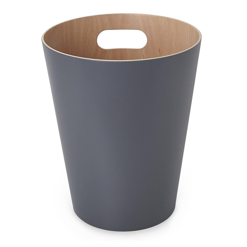 Umbra Woodrow Abfalleimer, Anthrazit/Holz, 7,5 Liter, Zweifarbiger Papierkorb