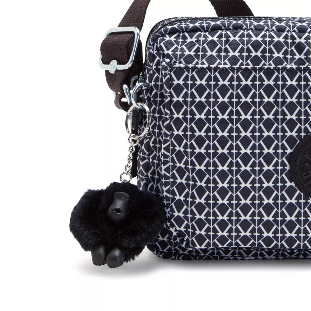 Kipling ABANU M, Mittelgroße Umhängetasche, Signature Print (blau), 4L, Schultertasche