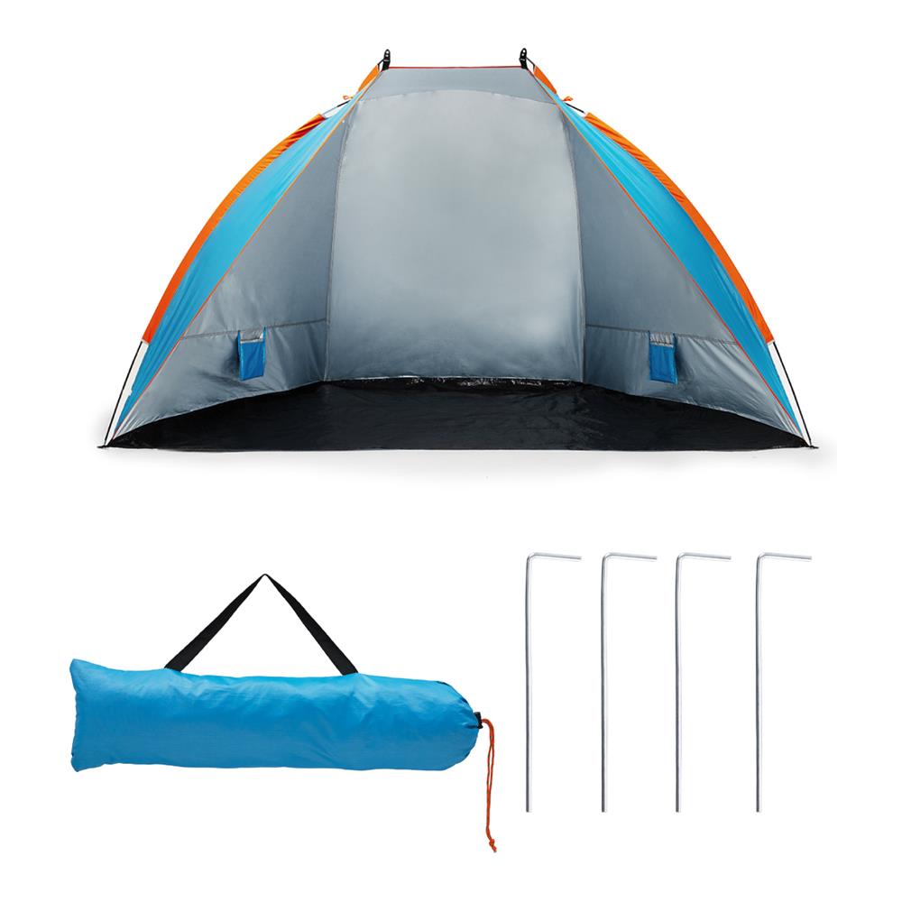 NILS CAMP Strandzelt XXL blau für Strand Camping und Garten UV Schutz großes Familienzelt