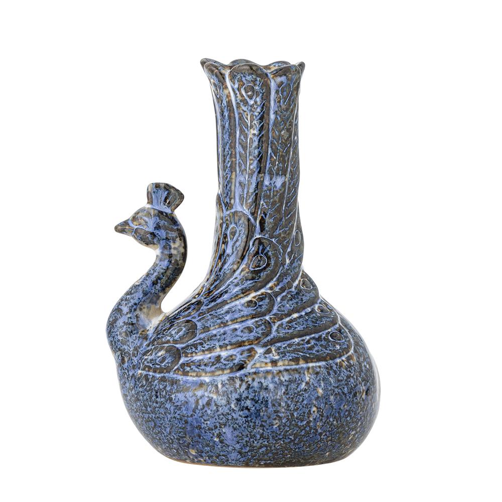 Bloomingville Kali Vase blau Steingut Deko Vase Wohnzimmer Tischdeko skulptural