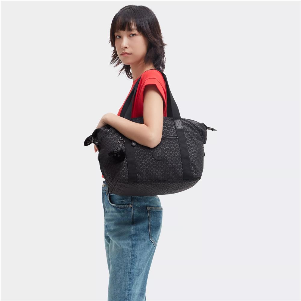 Kipling ART, Handtasche, Signature Emb (schwarz), Tasche mit abnehmbaren Trägern & viel Stauraum
