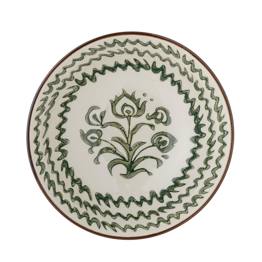 Bloomingville Heikki Schale – kleine Steingutschale in Grün, handbemalt, Ø 14,5 cm