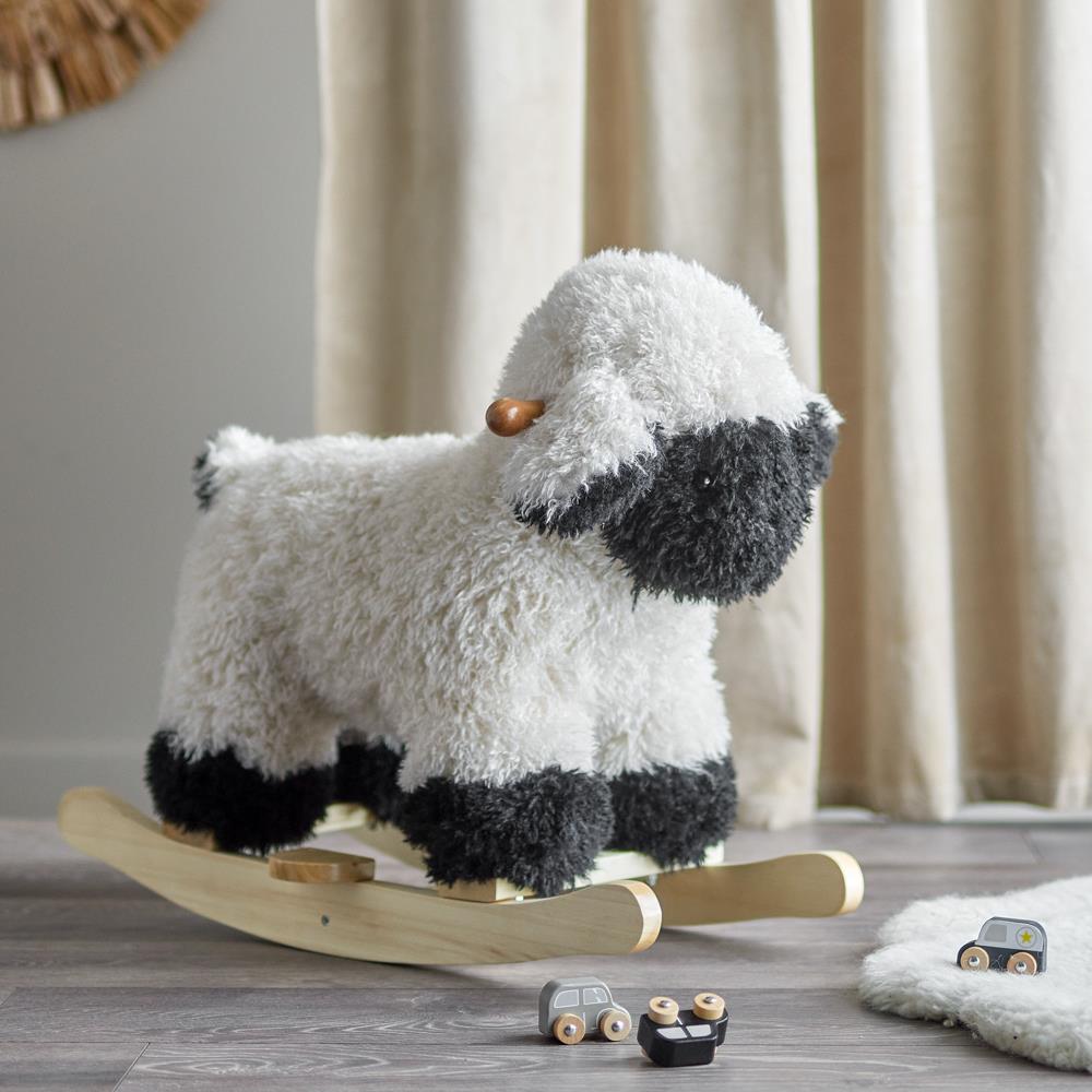 Bloomingville MINI Dolly Schaukeltier Schaf Weiß Polyester 65cm
