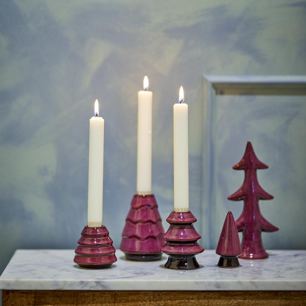 Bloomingville Woods Kerzenhalter Rot Steingut 5er Set Weihnachtsdeko