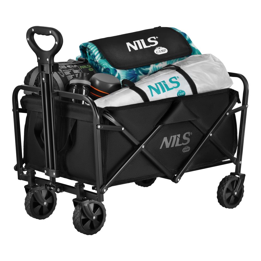 NILS CAMP Transportwagen 70L Faltwagen Bollerwagen klappbar Schwarz