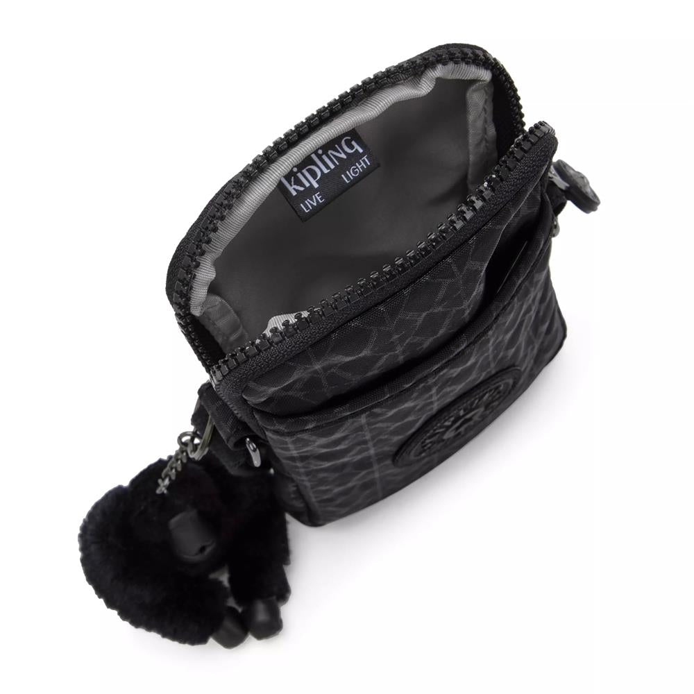 Kipling TALLY, Handytasche, Signature Emb (schwarz), Crossbody Tasche für Smartphone mit Fächern