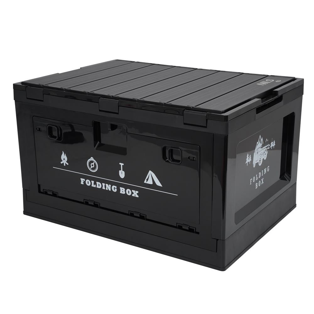 NILS CAMP faltbare Campingbox mit Tischfunktion 50L in Schwarz - stabile Reisebox