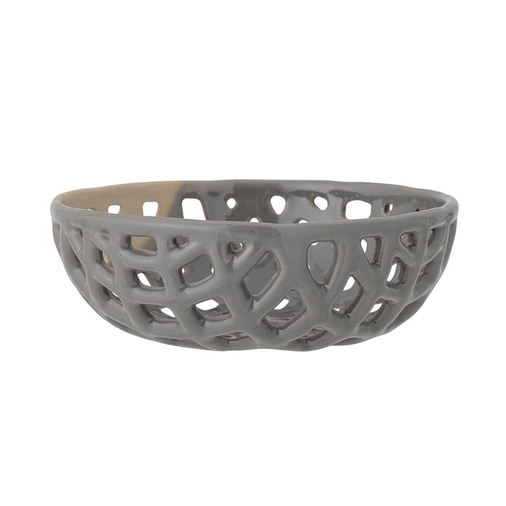Bloomingville Electra Deko-Schale grau D20,5 cm aus Steingut – skulpturale Schale für Tischdeko