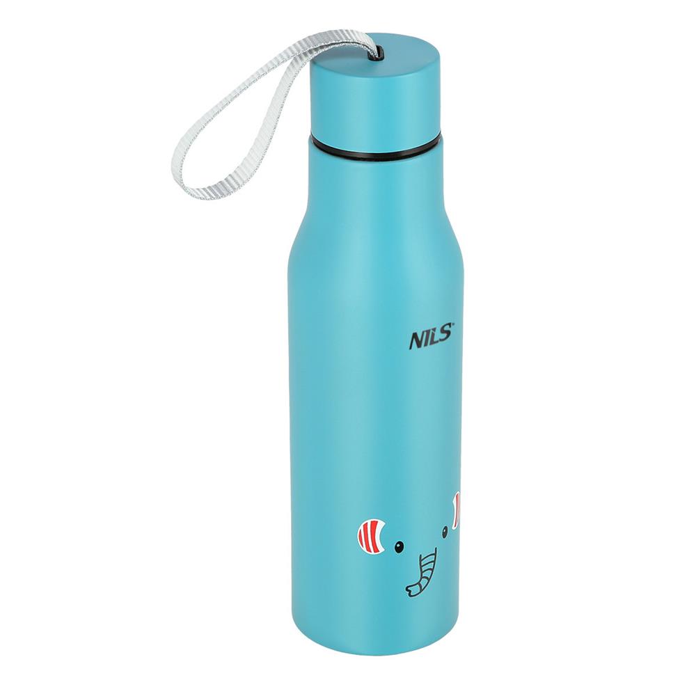 NILS NILS Thermobecher 500 ml Edelstahl blau Elefant auslaufsicher mit Trageschlaufe