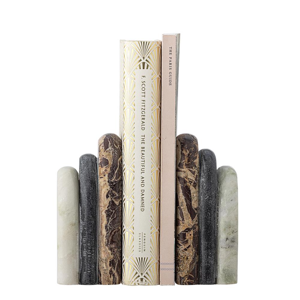Bloomingville Vani Buchstütze 2er Set Marmor bunt - Skulpturale Buchstützen für Regal & Wohnbereich