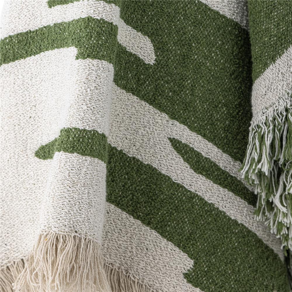 Bloomingville Haxby Decke Grün mit recycelter Baumwolle L160xW130 cm – grüne Kuscheldecke