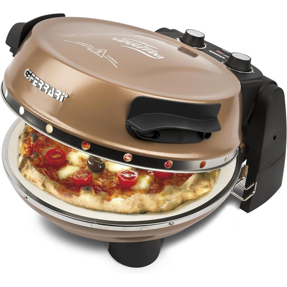 G3Ferrari elektrischer Pizzaofen Napoletana kupfer inkl. 2-ten Stein zum Überbacken im Deckel - Limited Edition bis 400 °C