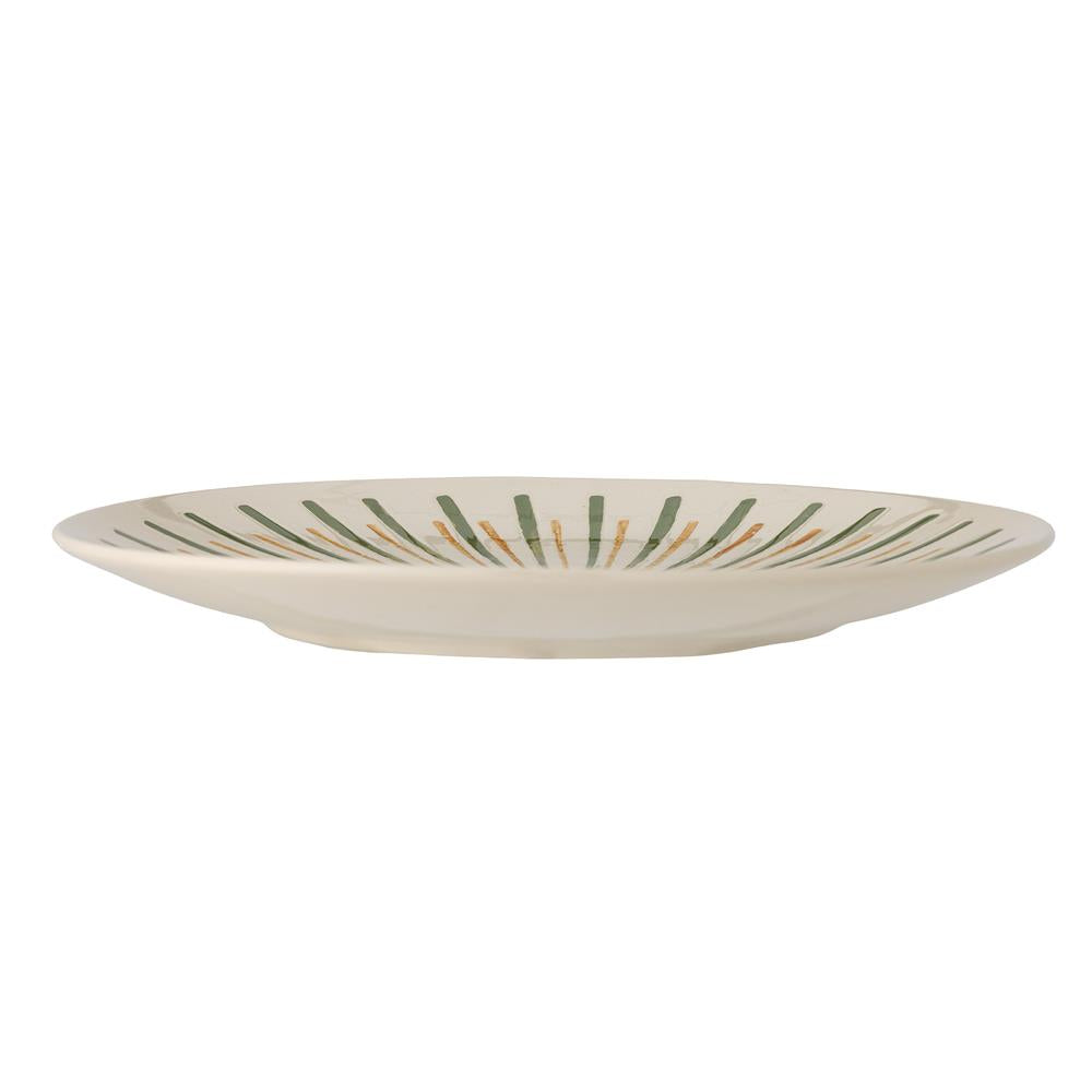 Bloomingville Heikki Servierplatte – grüne Steingutplatte, handbemalt, 35 cm