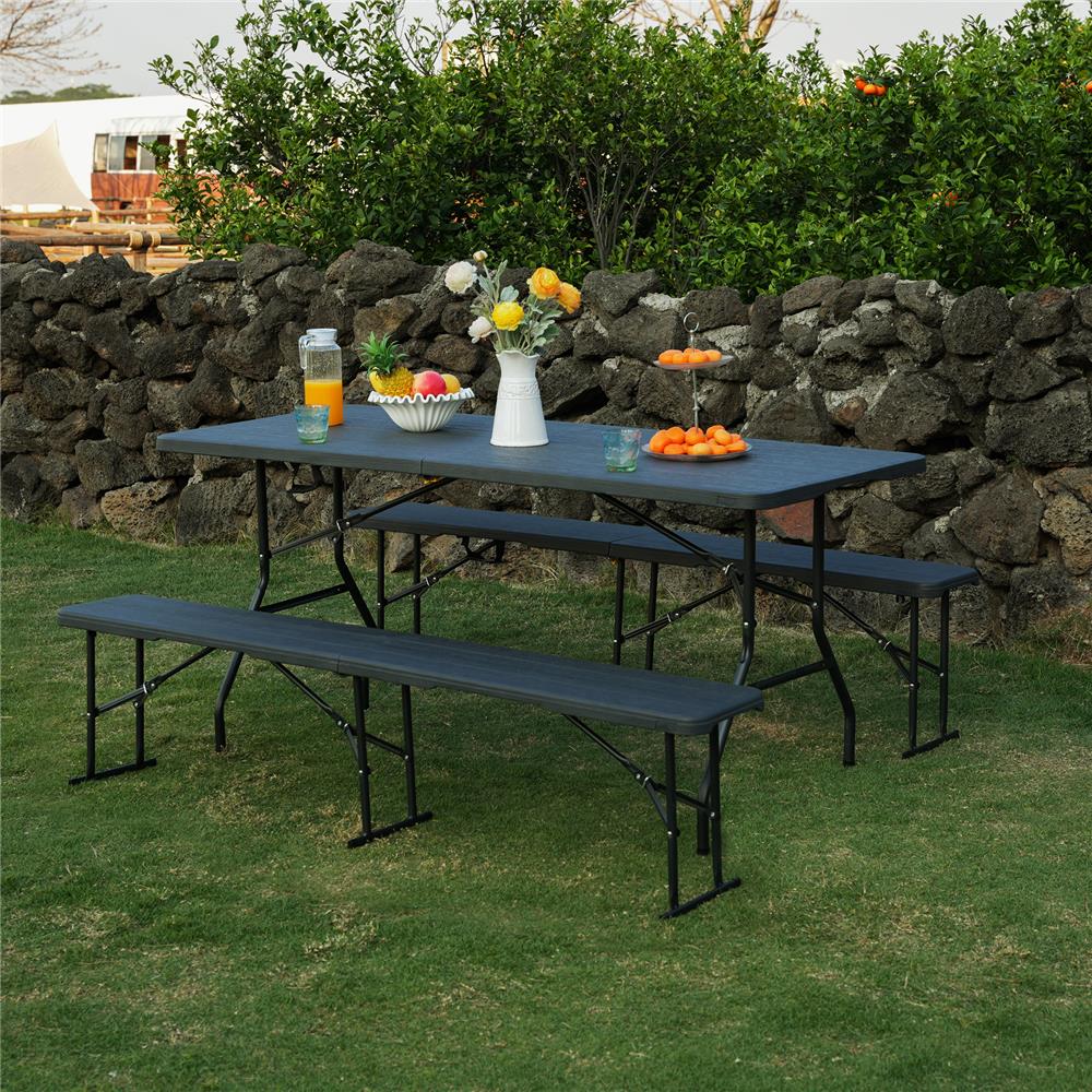 NILS CAMP Klappbank 180 cm für Garten Camping und Events faltbare Sitzbank Outdoor