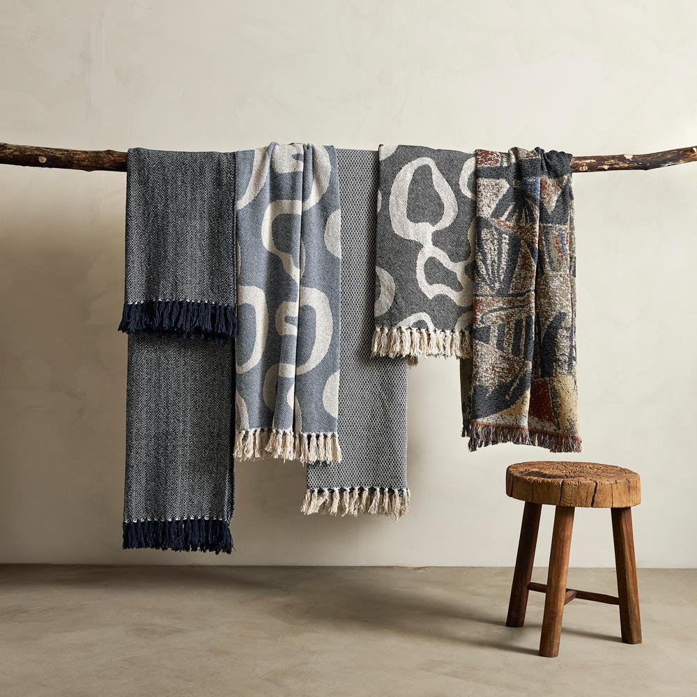 Bloomingville Salobre Decke Blau Baumwolle Wohndecke 160x130cm