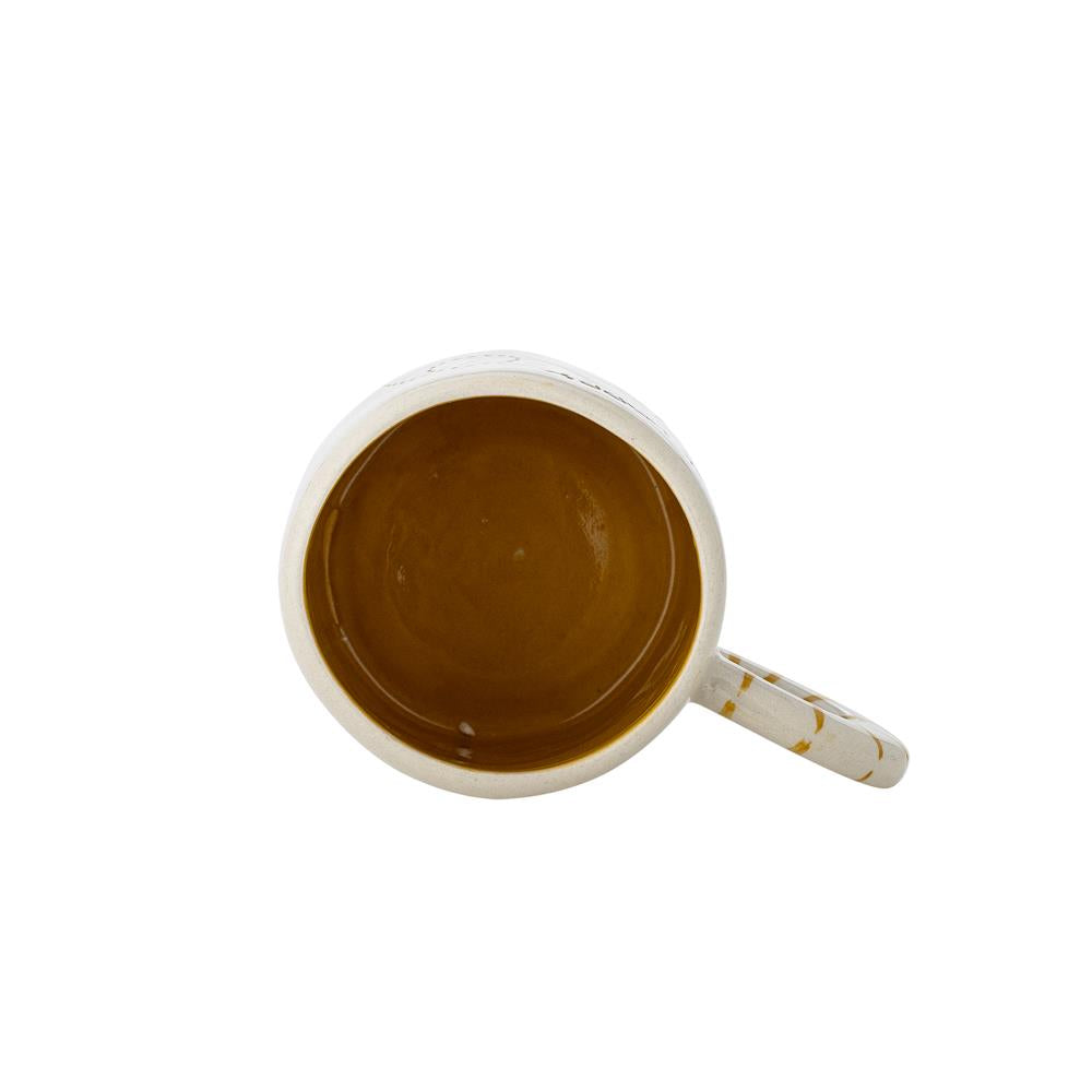 Bloomingville MINI Cloudy Tasse 225 ml Steingut, natur, Schriftzug "Bee Happy"