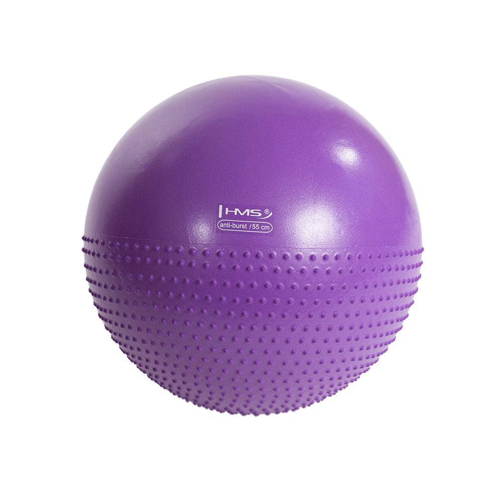 Gymnastikball 55 cm Lila mit Massage-Noppen und Luftpumpe | HMS YB03N