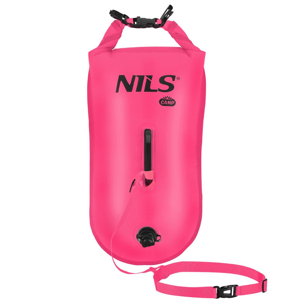 NILS CAMP Schwimmboje 3-in-1 Dry Bag 28L pink Rucksack für Outdoor Wasser Sport