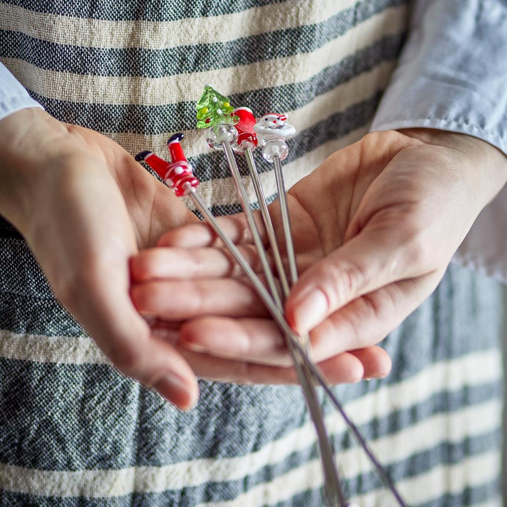 Bloomingville Misa Cocktail Rührstäbchen Rot Glas 4er Set Weihnachtsdeko