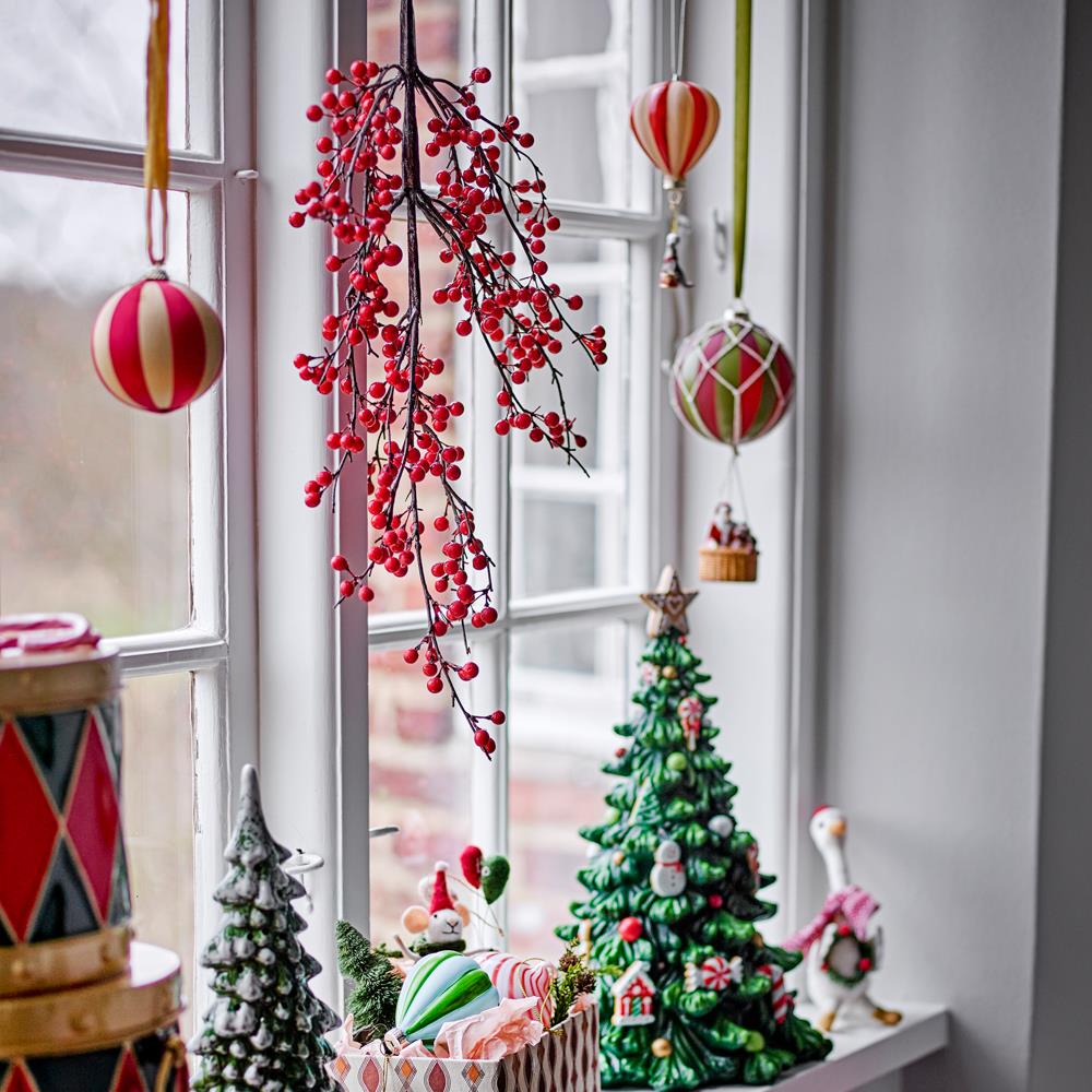 Bloomingville Wynn Weihnachtskugeln, Rot, 3er Set Christbaumschmuck mit Streifen