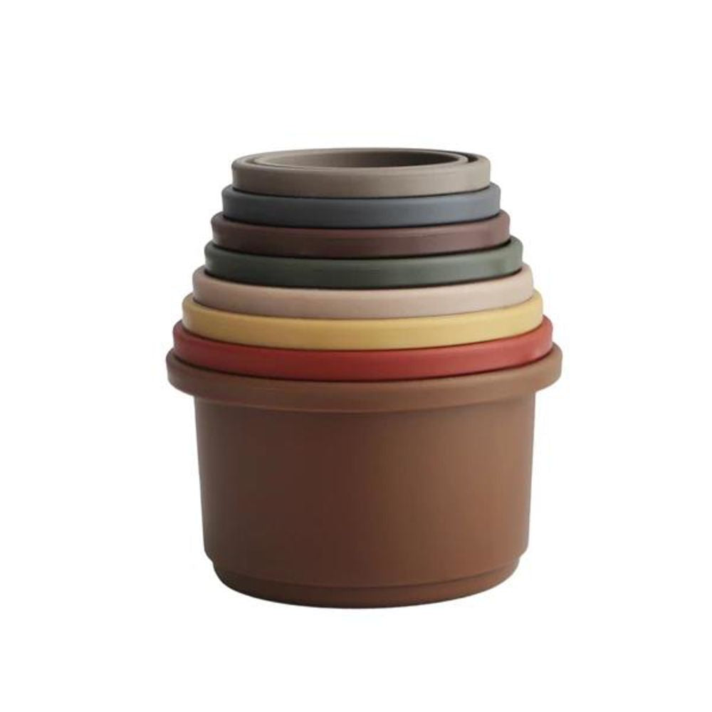 Mushie Motorik-Spielzeug Stapelbecher, Retro, BPA-frei
