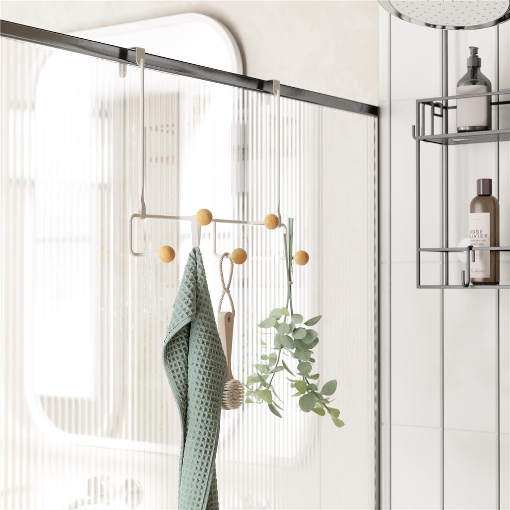 Umbra Estique Multifunktionale Türgarderobe mit 5 Haken, Türhaken ohne Bohren, in Weiß