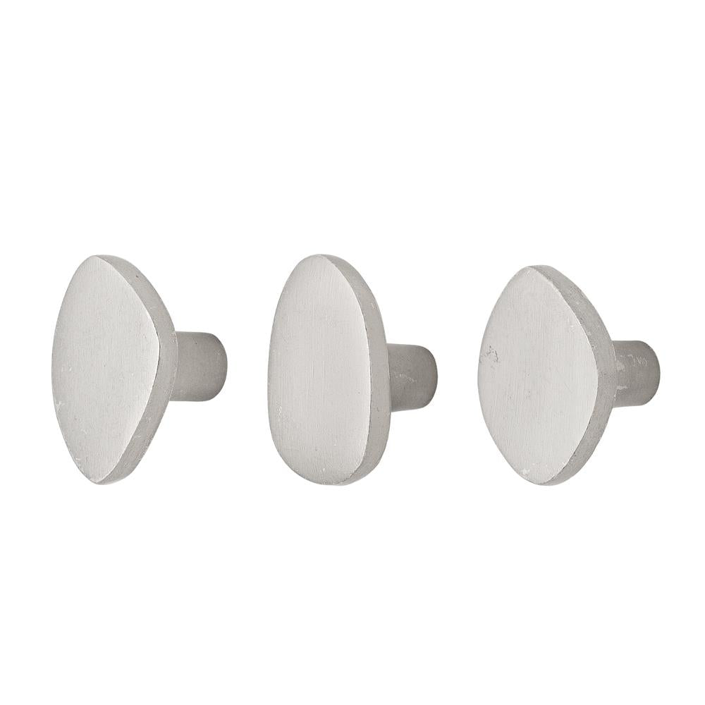 Bloomingville Ferri Haken silber - 3er Set Wandhaken modern Aluminium für Flur Bad & Küche