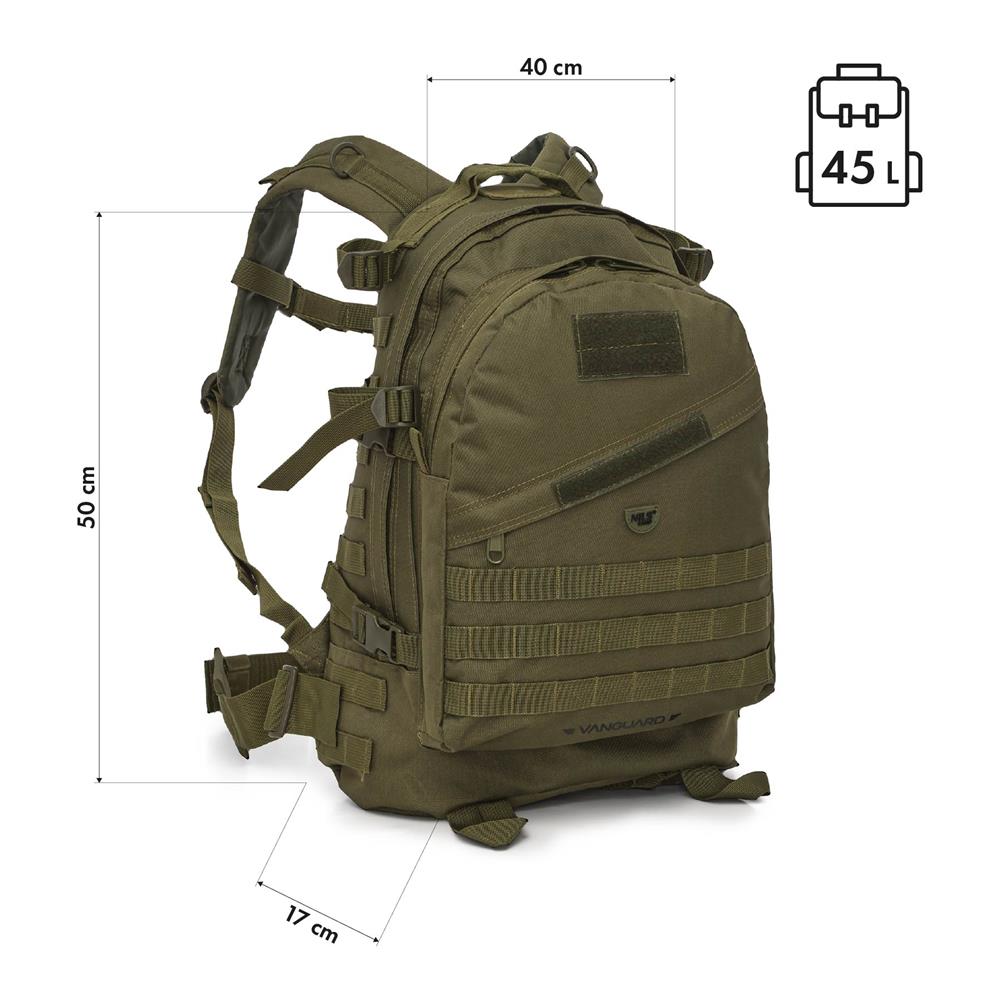 NILS CAMP taktischer Rucksack Vanguard 45L in Grün - Outdoor Rucksack für Trekking & Survival