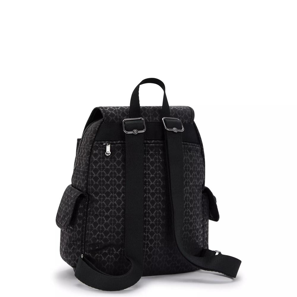 Kipling CITY PACK S, kleiner Rucksack, Signature Emb (schwarz), Damenrucksack mit vielen Fächern